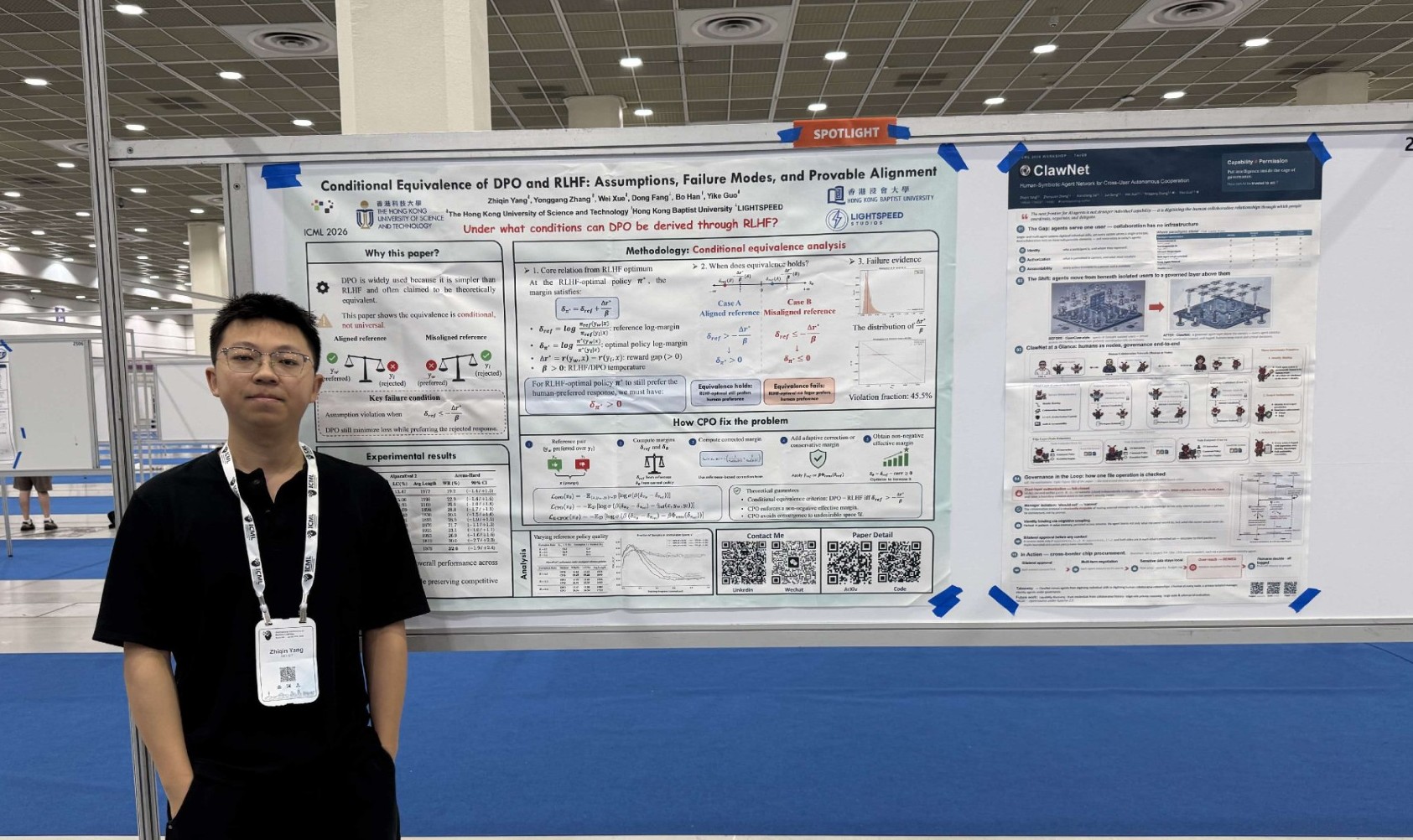 Prof. Yonggang ZHANG 's student presenting the spotlight paper (TOP2.2%) ,which was accepted to CML 2026